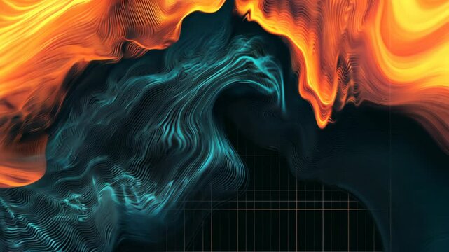 Abstract Digital Wave Pattern With Blue And Orange Gradient Backgrounds.json