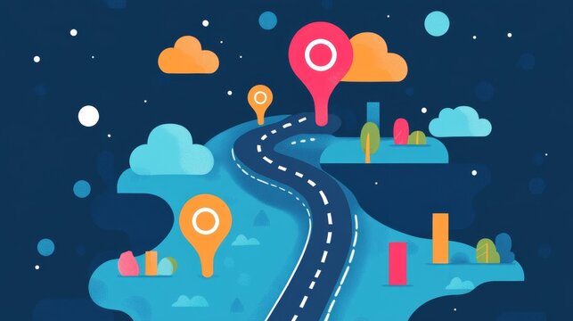 Set and achieve goals with a roadmap concept gigapixel in business strategies for personal growth