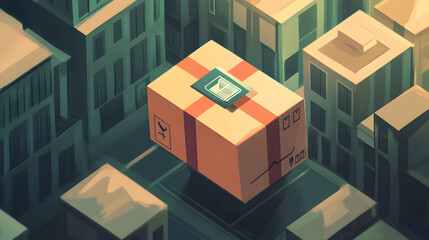 Naklejka premium Tracking the Package Flat illustration