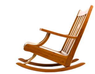 Wooden rocking chair isolated on transparent background