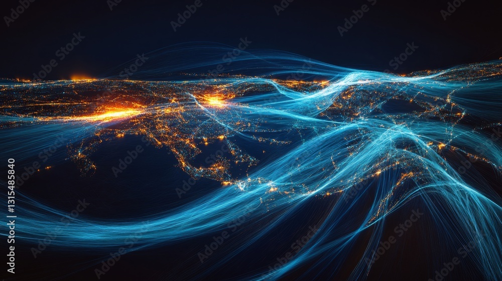 Poster visualizing logistics networks a gigapixel overview of operations global supply chain digital map pe