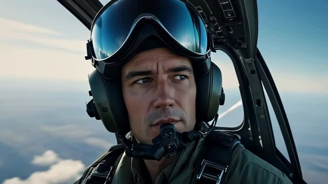 pilot of jetfighter flying in the sky