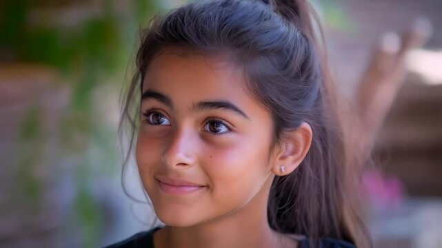 Candid Portrait of a Joyful Girl Engaging in Conversation