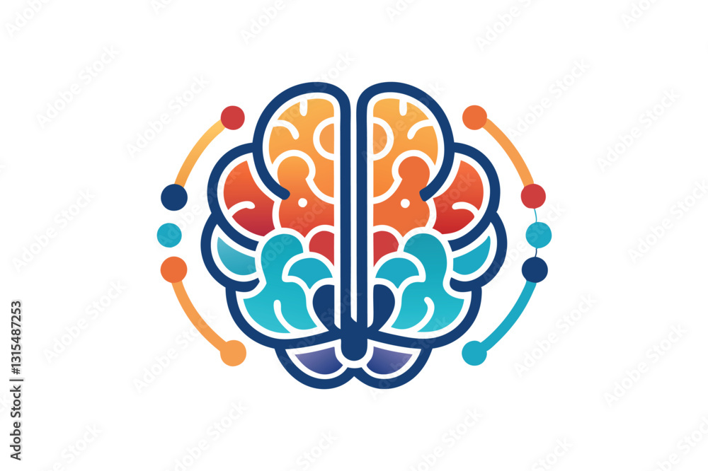 Poster vector illustration representing innovative thinking and creativity through a stylized brain design 
