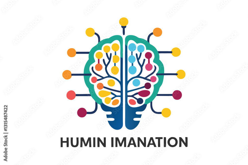 Poster vector illustration representing innovative thinking and creativity through a stylized brain design 