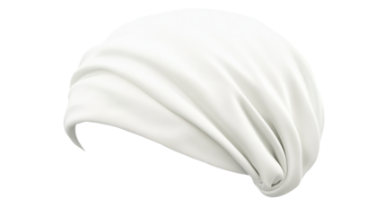 White fabric headband, folded, studio shot, plain background, apparel mockup