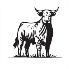 Cow, bull, cow and calf silhouette vector, drawing artwork