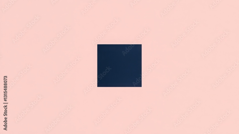 Poster geometric abstract with a centered navy square on a peach tone background