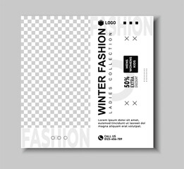 Winter Fashion Sale Social Media Post Black And White.