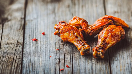 Wings Carefully Arranged in a Heart Shape Celebrate a Passion for Delicious Grilled Food