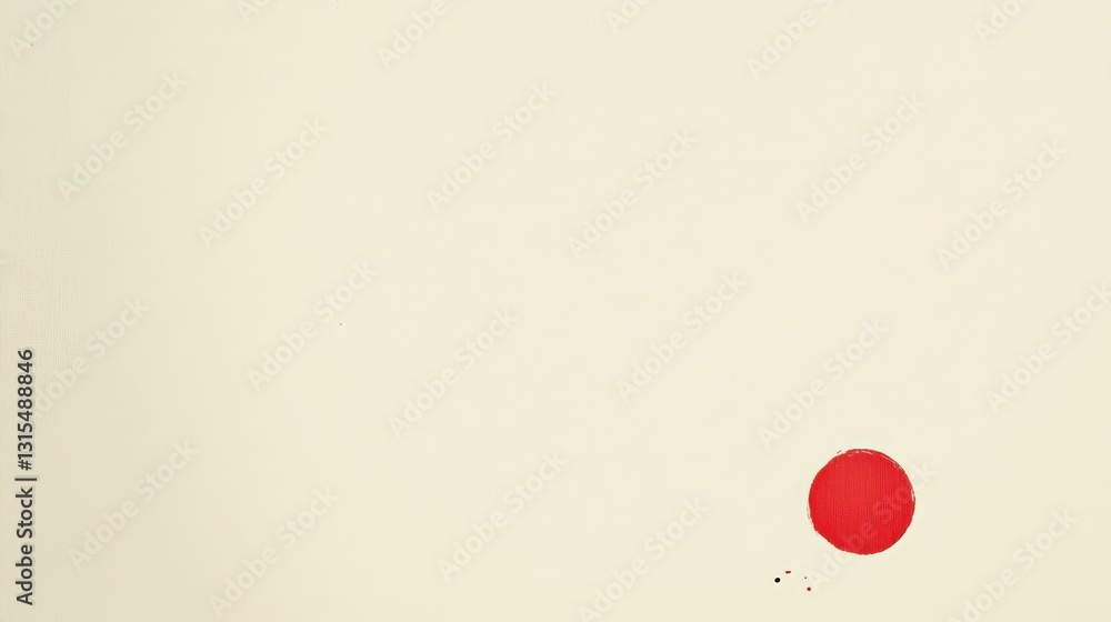 Poster abstract minimalist art with red circle on transparent background
