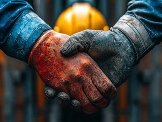 Poignée de main de personne de la constrution