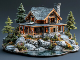 Miniature chalet américain typique
