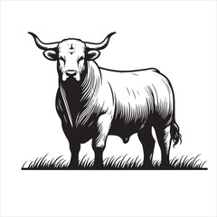 Cow, bull, cow and calf silhouette vector, drawing artwork