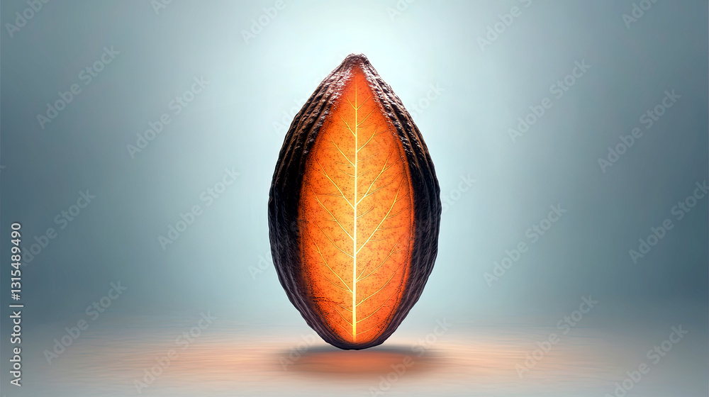 Poster minimalist cacao bean icon radiating warmth and simplicity in a tranquil setting