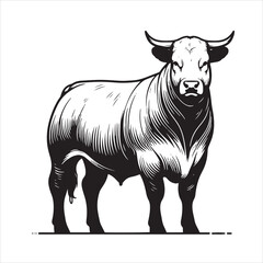Cow, bull, cow and calf silhouette vector, drawing artwork