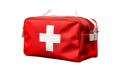 Red First Aid Kit Bag Medical Emergency Rescue Supplies Box Care Cross Nurse White Health Safety Doctor Travel Injury   