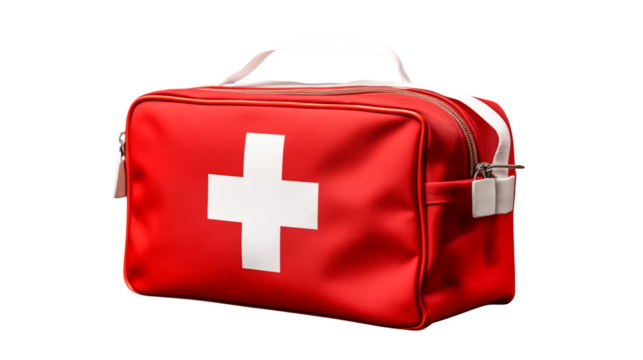 Red First Aid Kit Bag Medical Emergency Rescue Supplies Box Care Cross Nurse White Health Safety Doctor Travel Injury   