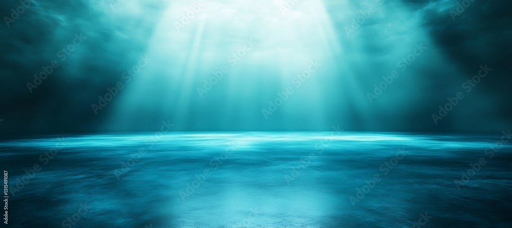 Poster bright cyan to deep blue gradient backdrop with a smooth, reflective surface for a stylish and moder