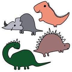 set of vector icons of various dinosaurs