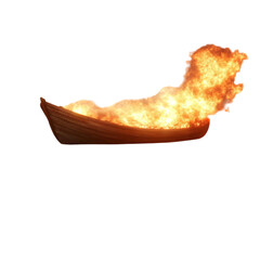 A Boat on Fire Isolated on Transparent Background