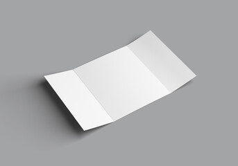 Blank Open Tri-Fold Brochure Mockup on Gray Background – Minimalist Design