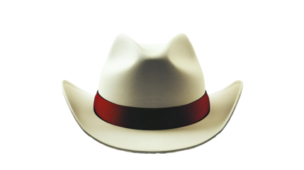 Cream cowboy hat, red band, isolated, studio shot, fashion