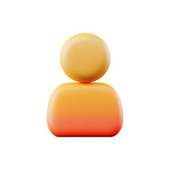 Orange admin or user icon - 3D PNG