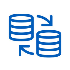 Secure Data Exchange Between Two Databases, Ensuring Seamless Information Flow With A Clean, Bold Blue Icon Style
