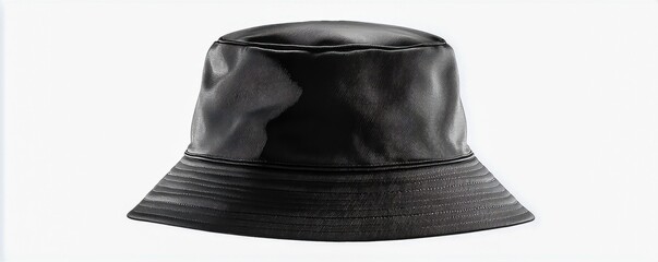 White textile design featuring a fashionable black bucket hat isolated on a clean background perfect for clothing showcase and creative fashion projects