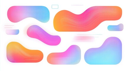 Create an eyecatching poster with a cute gradient holographic background and playful geometric shapes for your brand