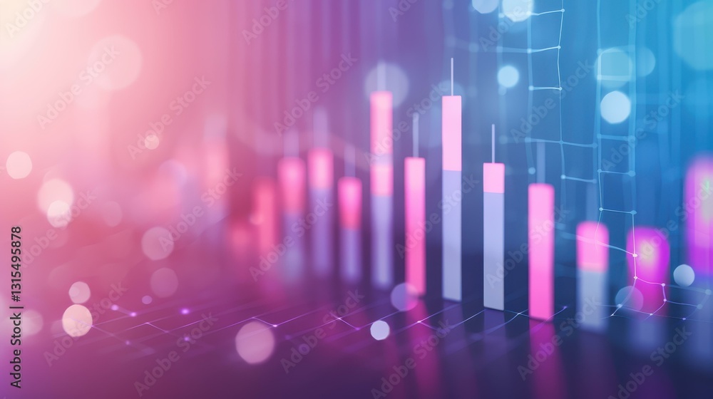 Poster a dynamic financial graph showcasing technology trends, set against an abstract backdrop representin