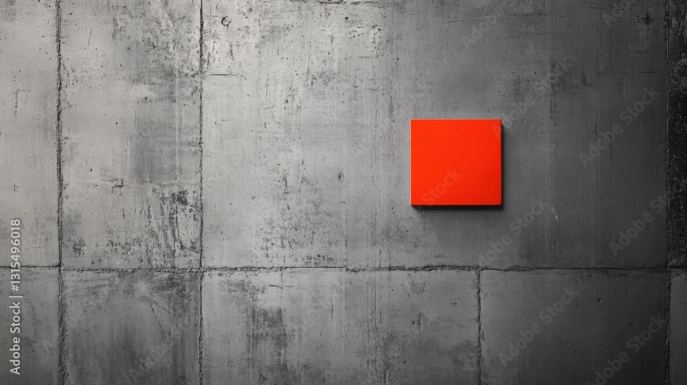 Poster concrete wall accented by a vivid square adding depth and visual intrigue