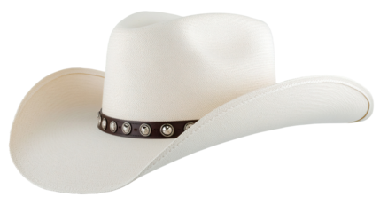 Cream cowboy hat, studio shot, white background, western fashion