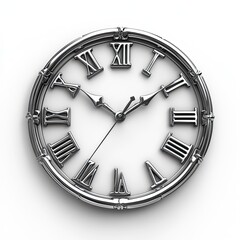 Silver Roman Numeral Wall Clock