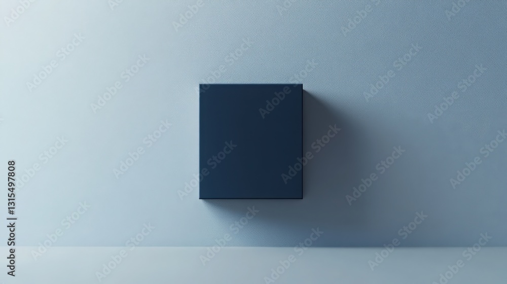 Poster dark box hovering in minimalist space for product display and promotions