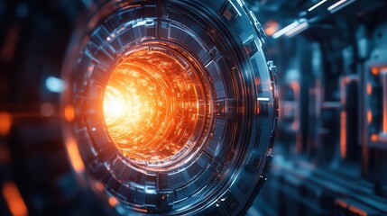 Fototapeta premium A nuclear fusion reactor experiment aiming to create a breakthrough in clean energy, Nuclear Energy, Futuristic and hightech