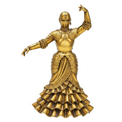 Fototapeta premium antique vintage gold flamenco dancer figurine on transparent background