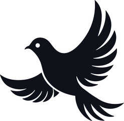 Dove logo bird illustration, elegant and freedom symbol