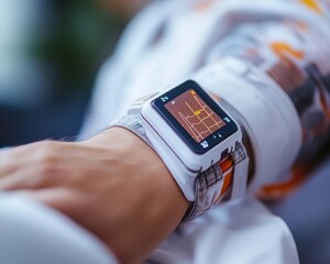 A patient wearing a medical device to monitor glucose levels in realtime, Medical Devices, Smart and lifesaving