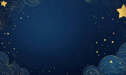 Elegant Gold Stars Celestial Night Sky Design Background