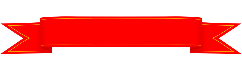 Red ribbon banner design material. Banner, label, ribbon on transparent background. Png