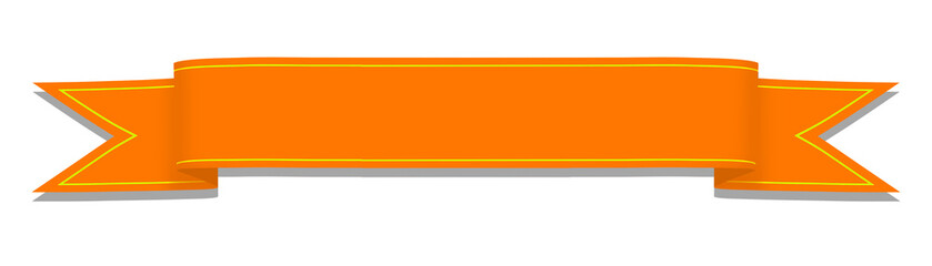 Ribbon banner design material. Orange banner, label, ribbon on transparent background. Png