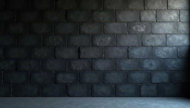 Massive, soot-stained cinderblock wall, coarse surface , black, worn, building