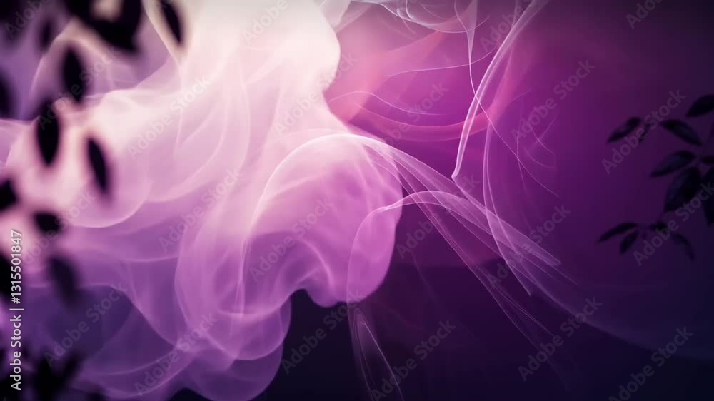 Poster abstract purple smoke flowing in a mystical and artistic way creating a soft and dreamy background w
