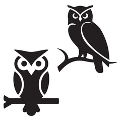 set of owls on white background