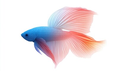 Fototapeta premium Vibrant blue and pink betta fish isolated on white background.