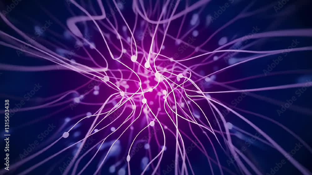 Aufkleber artificial intelligence neural network visualization with glowing purple connections and futuristic 