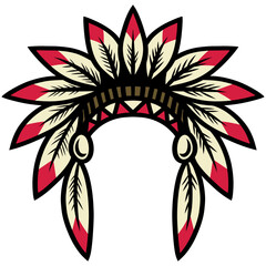 Native Indian American Hat Headdress Vector Illustration