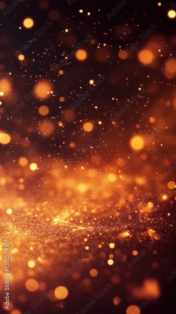 Poster a mesmerizing close-up of shimmering golden particles dancing in the air, creating a magical atmosph